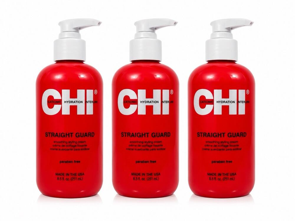 CHI Straight Guard Smoothing Styling Cream 8.5 Fl Oz / 251ml Pack of 3